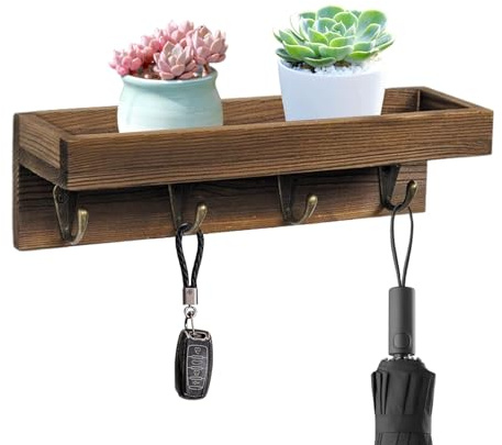 Mensole da parete – Supporto da parete vintage con ganci portaoggetti e ganci per chiavi, eleganti mensole galleggianti per la decorazione della casa in soggiorno, camera da, bagno, ingresso