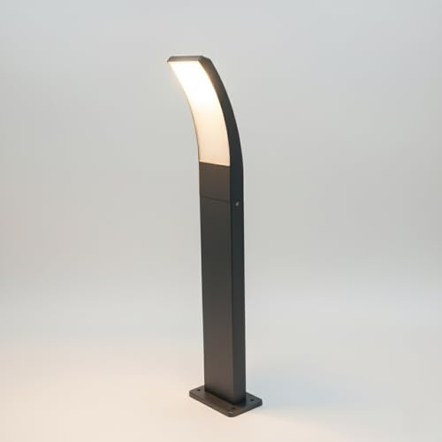 maolo Lampioncino LED da Giardino 12W IP65 | Design Moderno Curvo in Alluminio | Luce Naturale 4000K | Illuminazione per Vialetti, Ingressi e Cortili | Lampada da Esterno LED Integrato Nero