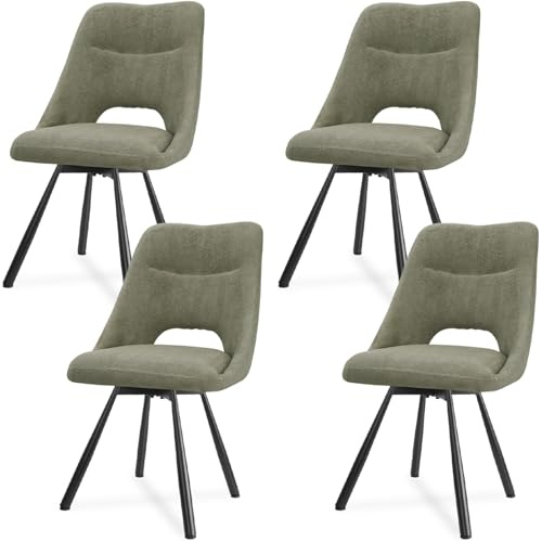 LEWE Esszimmerstühle 4er-Set, Gepolstert, Durchbrochene Rückenlehne, Breitere Sitzfläche, Stabil, Armlos, Küchenstühle, Essstühle, mit Kaschmirimitat - Bräunlichgrau