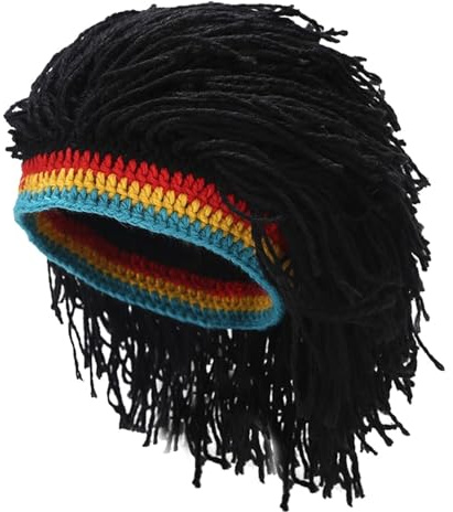 Gcroet Rasta Hat with Dreadlocks, Funny Dreads Wig Knit Hat, Hip-hop Winter Beanie for Women & Men Party Halloween..