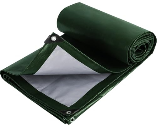 YQBFTC Tarpaulin Waterproof Heavy-Duty for Outdoor 120g/m²,Green Polyethylene Tarp Cover With Reinforced Eyelets UV Protection,Weatherproof,Tear Resistant for Patio Enclosures for Plants Gardens(3x4M)
