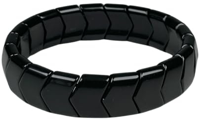 eleewoo Schwarzer Turmalin und Hämatit Armband für Herren Damen - Geometrischer Naturstein Armbänder (15mm Pfeil & 10mm Würfel) - Schutz Schmuck