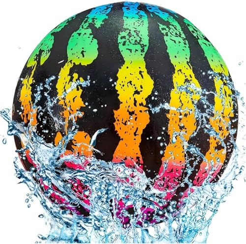 Eowppue Rainbow Watermelon Pool Ball – Inflatable 22cm PVC Ball for Adults, Perfect for Underwater Passing, Dribbling, Diving, and Pool Recreation