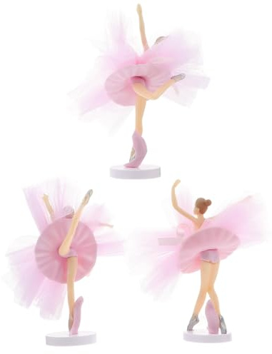 Abaodam 3 Stück Ballerina Cupcake Topper aus Langlebigem Kunststoff mit Tüllrock Stabile Geburtstags Tortendekoration für Mädchen nicht Essbare Kuchenverzierung