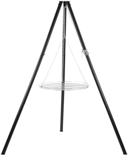 BBQ-Toro Barbecue suspendu sur trépied avec grille | Barbecue de 165 cm pour brasero, trépied pour barbecue suspendu | Support à trois pieds en fer, support de barbecue | Barbecue suspendu, support de