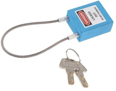 mophrati Stainless Steel Cable Safety Padlock Lockout Isolation Lock Robust and Resilient Engineering Wire, Blue