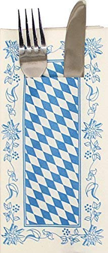 Servietten mit Bestecktasche - Rautendesign und Bordüre - 33913 - ca. 40 x 40 cm - 100 Stck.