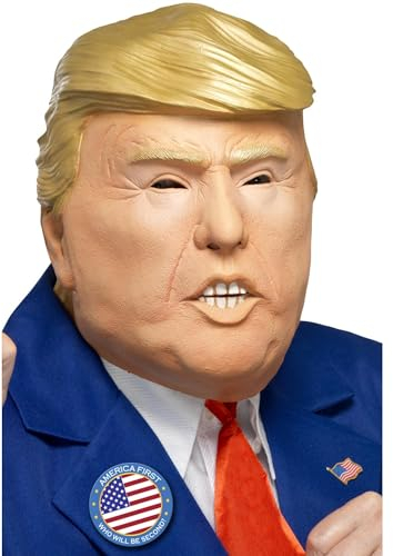Smiffys President Mask, Nude Latex, Full Overhead, Icons & Idols Fancy Dress, Adult Dress Up Masks Halloween