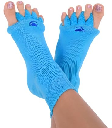 My Happy Feet Foot Alignment Socks with Toe Separators – Holiday Socks for Women & Men - Light Blue (Large) - Cozy Christmas Gift Idea for Relaxation & Foot Relief