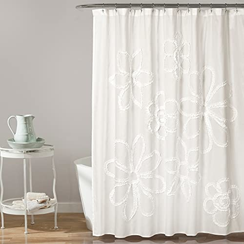Lush Decor Polyester-Duschvorhang, Weiß, 183 x 183 cm (B x L), 1 Stück