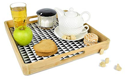 Sendez Serviertablett mit Motiv Holztablett Tablett Frühstückstablett Servierplatte