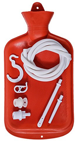 Enema Bag Anal Douche for Men Women BPA Free (2 Quart) Hot Water Bottle - Coffee, Shower, Douche & Home Adult Enema Kit (Red)