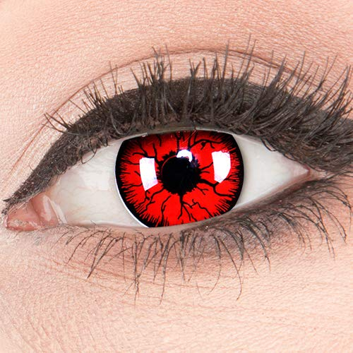 Funnylens Rote Kontaktlinsen 'Metatron' MIT STÄRKE - 1 Paar Farbige Crazy Fun Motivlinsen inkl. Behälter -2,50