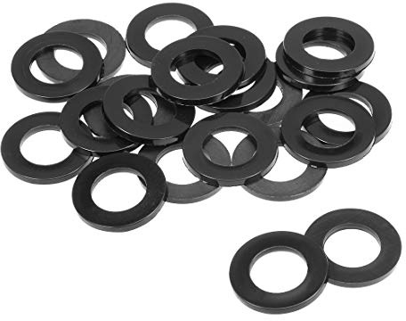 sourcing map 50Stk, Nylon Flache Unterlegscheiben M20 für 20 mm ID Schraubenbolzen 36 mm AD 3 mm Dick Distanzhülsen Dichtungsringe Beilagscheiben für Wasserhahn Rohr Wasserschlauch Schwarz
