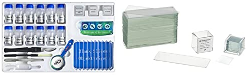 Bresser junior Experimentier-Set Mikroskop & Mikroskop Objektträger/Deckgläser (50x/100x)