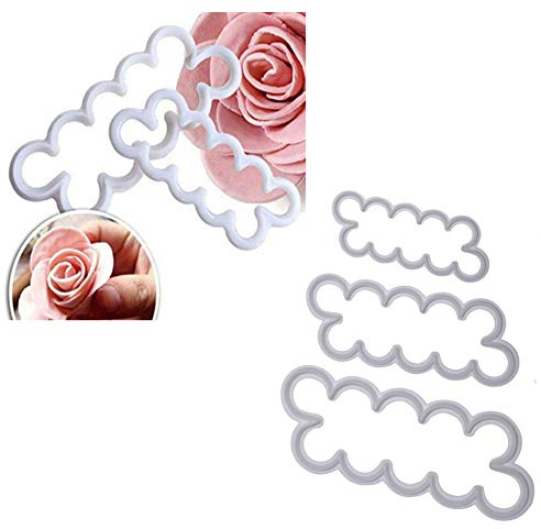 Smart Baking 3PCS 3D Rose Petal Cutter Mould I Cake Decorating Flower Fondant Mould I Perfect Cake Decorating Supplies Tools (3 Sizes)