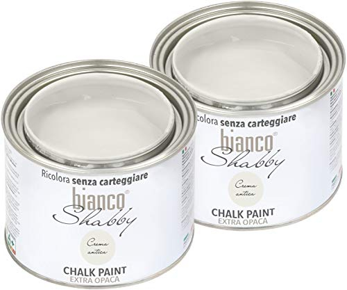 CHALK PAINT Antike Creme Shabby Chic Vintage für Möbel und Wände EXTRA matt (2 x 500 ml)
