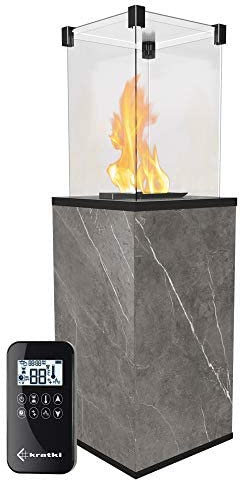 KRATKI Gaskamin PATIO MINI | 1366 x 427 mm | Outdoor-Kamin aus Stahl | Outdoor-Kamin mit Fernbedienung | Gasofen ideal für Terrasse, Garten