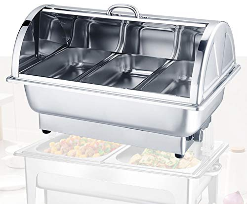 Chafing Dish Elettrico, Scaldavivande Acciaio Inox, 9L Chafing Dish da Tavolo Contenitore Termico Scalda Cibo per Matrimoni o Feste a Buffet, 600W