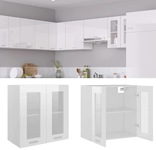 vidaXL Mueble de Cocina Armario Mobiliario Duradero Mesa Trabajo Almacenamiento Cuencos Platos Ollas Alacena Contrachapada Blanco Brillante 60x31x60cm