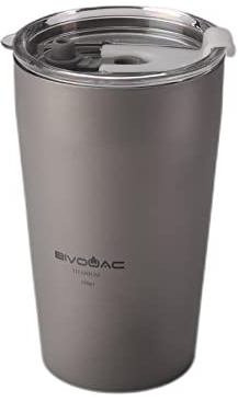 BIVOUAC Tasse en titane à double paroi de 500 ml - Tasse à lait - Tasse à café d'extérieur - Pour camping à emporter (500 ml à double paroi)