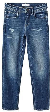 NAME IT Flickor byxor, Mellanblå denim, 158 cm
