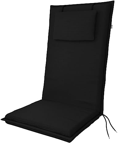 Doppler Auflage Hochlehner Elegant Anthrazit I Gartenstuhl-Polster 119x48x6cm aus Baumwolle & Polyester I Sitzauflage weich & bequem I Sitzkissen zum Festbinden an Gartenstuhl