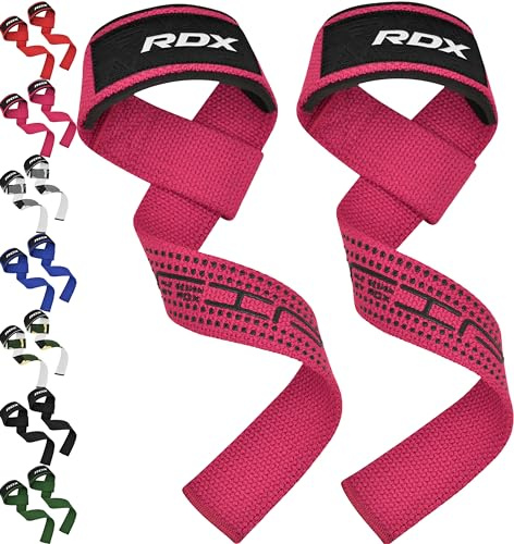 RDX Zughilfen Krafttraining Lifting Straps, 60CM Lang Profi Gym Bodybuilding Kreuzheben Gewichtheben Zubehör, 5MM Gepolstert Handgelenkschutz Griff, Fitness Powerlifting Deadlift Männer Frauen