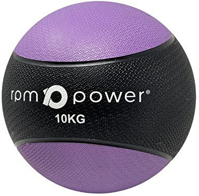 RPM Power Medizinbälle – Gummi-Medizinball mit rutschfestem Griff zum Zuschlagen, Werfen, Hüpfen, Gewichtheben, Kreuzbelastung, Plyometrie, 10 kg, Violett