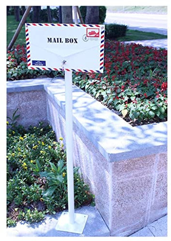 Sudemota Mailbox Vertical Mailbox Floor Standing Letterbox with Keys White Decorative Mail Box Envelope Shape Rustproof Mail Box for Outside Garden Decoration (Size : Floor-standing)