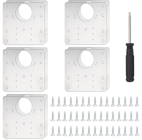 UNICRAFTALE 10 Sets Hinge Repair Plate 430 Stainless Steel Hinges Repair Plates Brackets Kitchen Cupboard Cabinets Door Hinge Repair Plate with Screws and Cross Screwdriver Fixing Plate Hardware