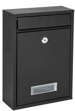YEVVAIOC Locking Mailbox Wall Mounted Lockable Metal Mailbox Security Key Drop Box Waterproof with Secure Key Lock 8.5L×3.34W×12.59H inch,Black