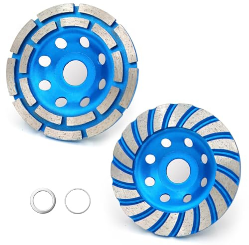 SWIGRANCE 2Pcs Diamond Concrete Grinding Cup Wheels 115mm 4-1/2 Set (Double Row + Turbo Row Segment), Fits 7/8 Arbor for Angle Grinder, Shaping Cleaning Concrete Masonry Marble Granite Brick