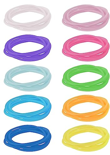 100 Pieces Bracelets de Silicone Années 80 Bracelet Bracelets Anti Stress Coloré Lumineux Fudge Bracelet en Motivation Bracelet pour Halloween Noël Disco Party Adultes et Enfants (10 Couleurs)