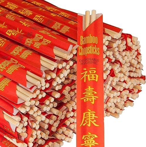 ROYALNA 120 pairs Palillos UV Treated Premium Disposable Bamboo Chopsticks Sleeved and Separated (Bamboo, 120 pairs)