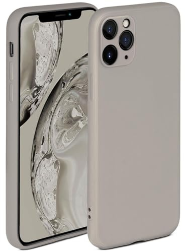 ONEFLOW Soft Case für iPhone 11 Pro Hülle aus Silikon mit Kameraschutz, Silikonhülle mit erhöhtem Schutz fürs Display, Backcover Schutzhülle, weiche Handyhülle, Taupe