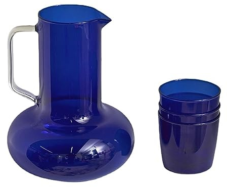 Pichet d’eau en verre Pichet à eau 54 oz Pichet en verre Bouilloire à thé Grand pichet Théière en verre Carafe à eau Jus froid Pichet à eau glacée for eau bouillante Bouilloire froide (Color : Blauw