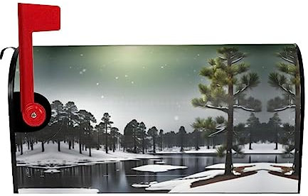 PULaif Tannennadelbaum-Winterbriefkasten-Abdeckung, magnetische Briefkasten-Abdeckung, Standardgröße, 53,3 x 45,7 cm, für Garten, Hof, Dekoration