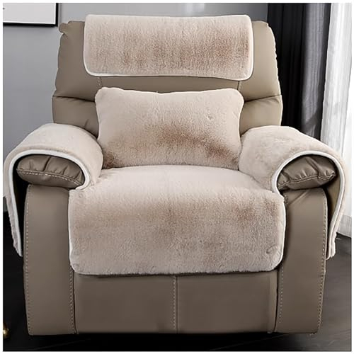 NNSMUN Sesselschoner Sesselauflage mit Armlehnenschoner und Kopfstützenkissen Kissen, Sofa Armlehnenbezüge, Fernsehsessel Schutzbezug Anti-Rutsch (Khaki,Kissen 1 Stück)