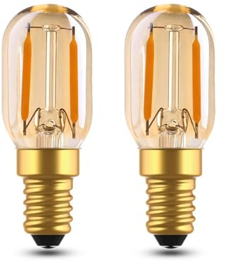 EASYIVY Glühbirne E14 LED Warmweiss Vintage 1W, T22 Mini-Röhrenbirne 10W-15W Äquivalent, 2200K Warmweiß Glühbirne E14 Amber Nachtlicht kühlschranklampe Salzlampe, Nicht Dimmbar, 2 Stück