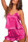Ekouaer Silk Pajamas Set Women Christmas Satin Ruffle Sleepwear Camisole Lingerie 2 Piece Pjs,Rose,M