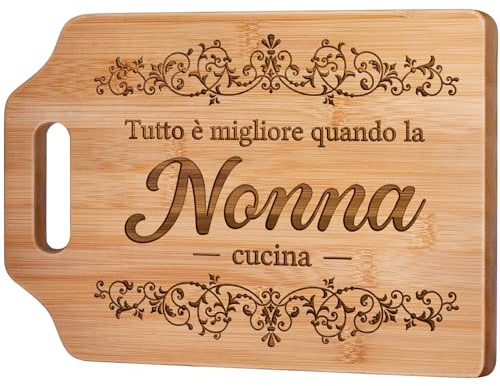 Giftasy Regalo Nonna, Regalo Nonna Compleanno - Tagliere in Bambù Inciso | Regali Festa dei Nonni Originale, Idee Regalo Nonnina Cucina Utile