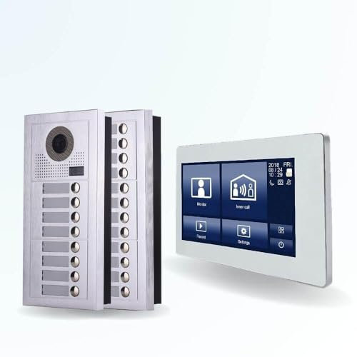 BT Security Portier interphone vidéo Modern 2 Fils - 20 Appartements - 20 écrans tactiles connectés 7 Blanc