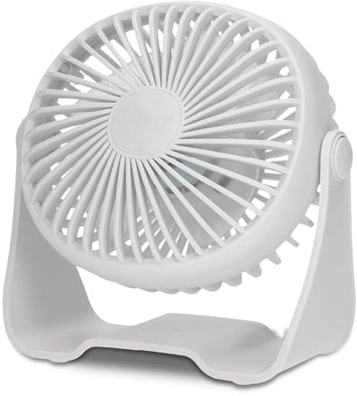 TIENDA EURASIA - Ventilador Usb de Sobremesa | Ventilador Portatil Silencioso | Inclinación Regulable | 2 Velocidades | 3W | 4 Aspas de Plástico | 16,5 x 21 cm (Blanco)