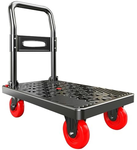 MINGYIHUI Plattformwagen Klappbarer Trolley, Multifunktionale Aluminium-Trolley-plattform, 4 Räder, 150 Kg. Robuster Trolley Für Auto, Haus, Büro, Gepäckabfertigung Sackkarren(Size:63 * 40)