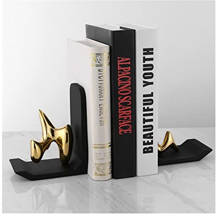 Buchstützen Dekorative Buchstützen im Metallstil, schwarze Messing-Buchstützen for den Schreibtisch, L-förmige dekorative Buchstützen for schwere Bücher, Lehrbuchhalter, 1 Paar Unterstützt dekorative