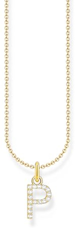 THOMAS SABO bokstav P guldpläterat silverhalsband med zirkoniumoxid KE2255-414-14