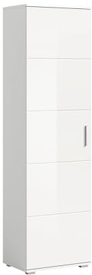 möbelando Garderobenschrank >Prego< in weiß/weiß Hochglanz - 55x191x37cm (BxHxT)