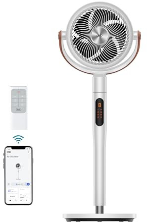Dreo Fan for Bedroom, 100ft Standing Fans for Home, 120°+105° Smart Oscillating Pedestal Fans with Wi-Fi/Voice Control, DC Motor, 43'' Quiet Fan, 6 Modes, 8 Speeds, Adjustable Height, PolyFan 513S