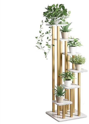 HUHJYUGE Blumenregal Indoor Hoch, Pflanzenregal Metall, Ecke Blumenständer Pflanzenständer, für Indoor Balkon Boden Blumentreppe Pflanzentreppe Wohzimmer (A)
